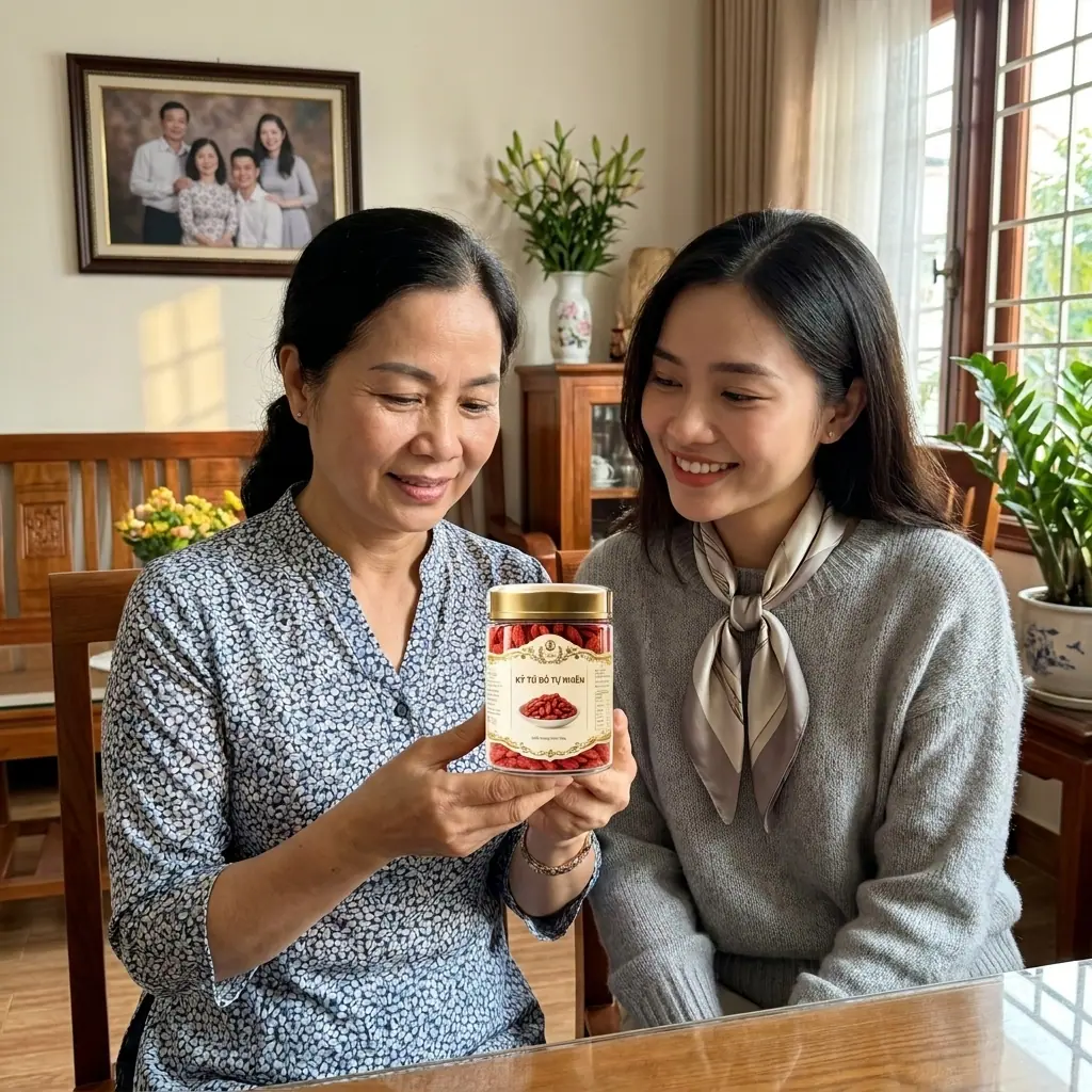 Chị Hương biếu mẹ kỷ tử Ái Kỷ Tử